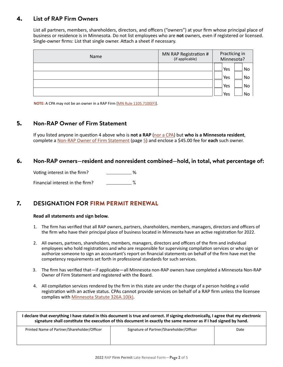 Rap Firm and Sole Proprietor Permit Renewal - Minnesota, Page 3