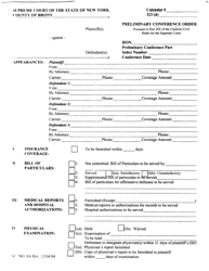 Form 8A &quot;Preliminary Conference Order&quot; - Bronx County, New York