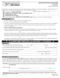 Document preview: Formulario MV-902S Solicitud De Titulo Duplicado - New York (Spanish)