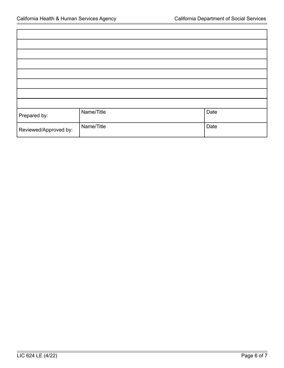 Form LIC624 LE Law Enforcement Contact Report - California, Page 6