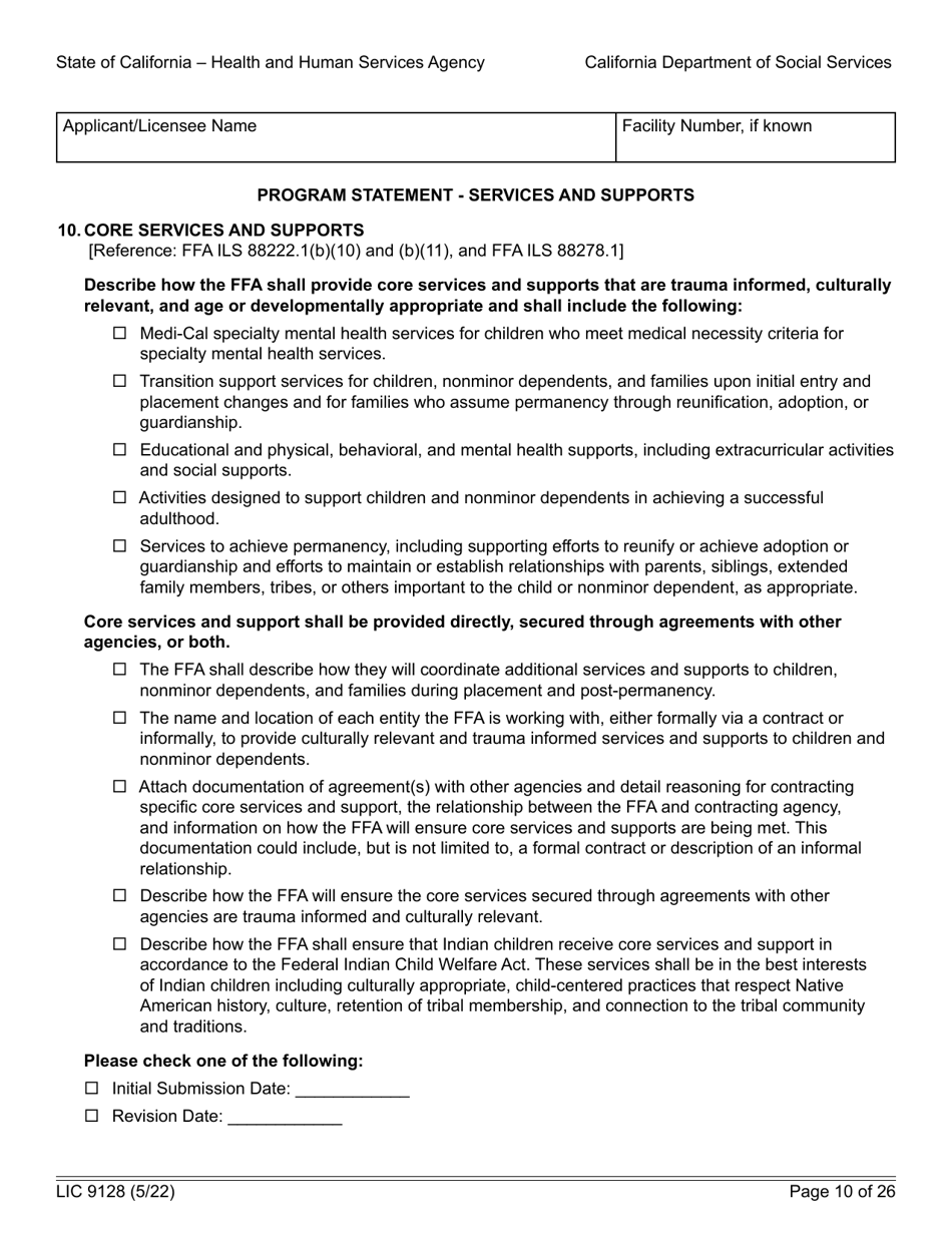 Form LIC9128 Foster Family Agency Program Statement - California, Page 16
