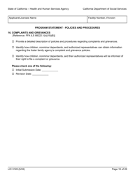 Form LIC9128 Foster Family Agency Program Statement - California, Page 22