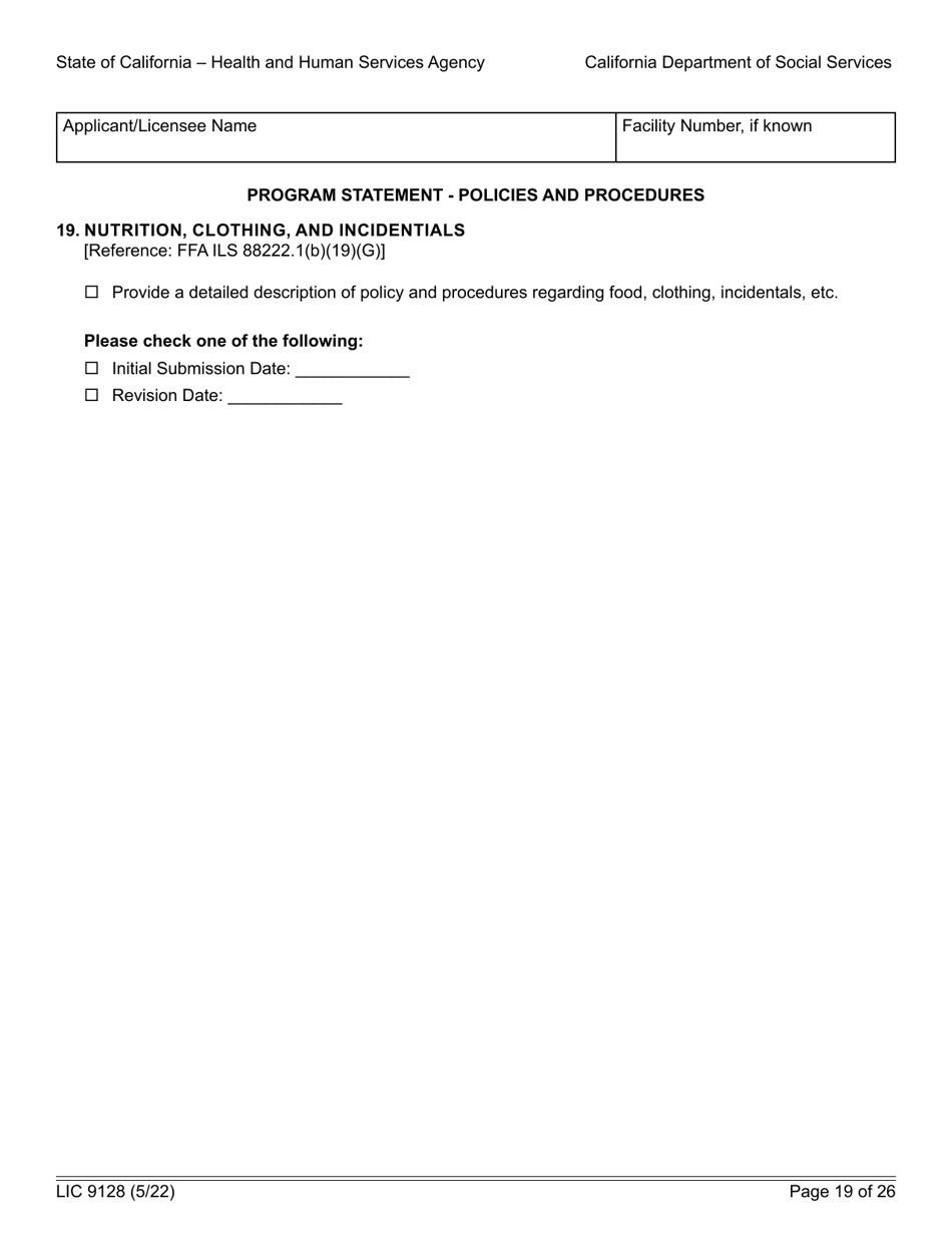 Form LIC9128 Foster Family Agency Program Statement - California, Page 25
