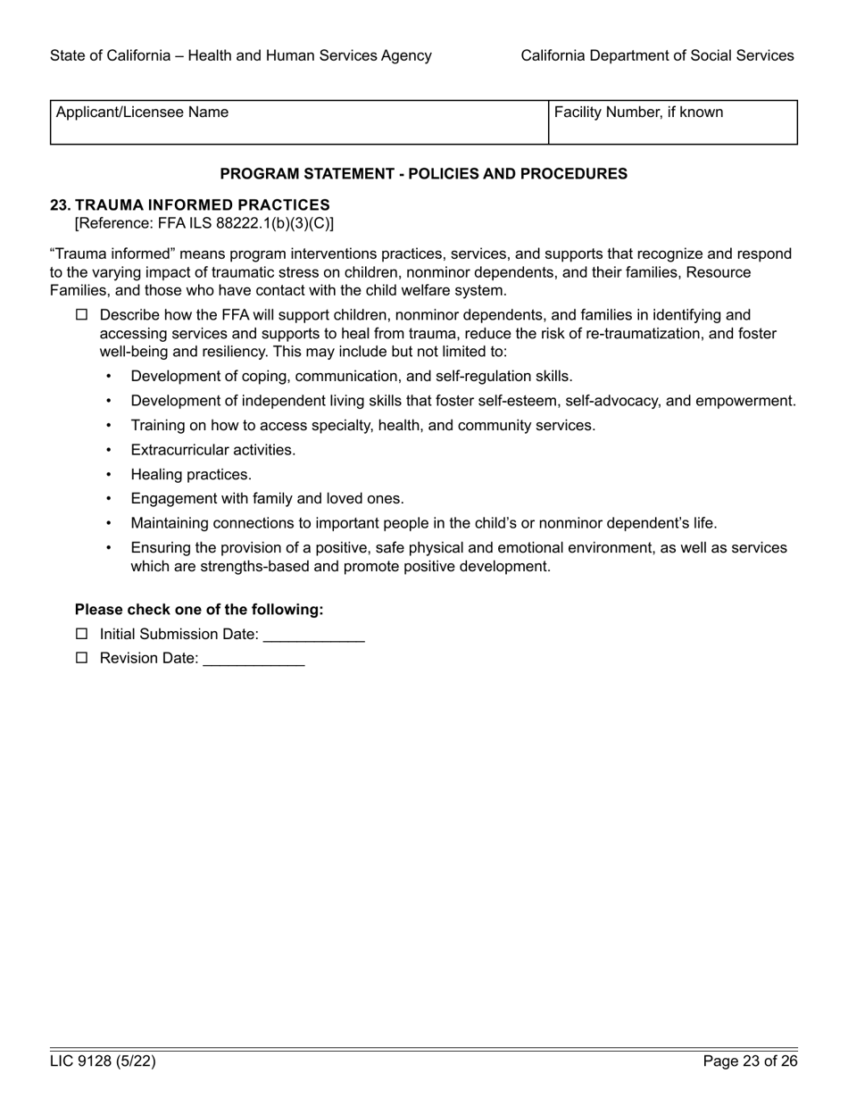 Form LIC9128 Foster Family Agency Program Statement - California, Page 29