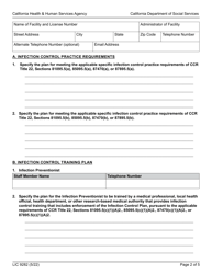Form LIC9282 Residential Infection Control Plan - California, Page 2