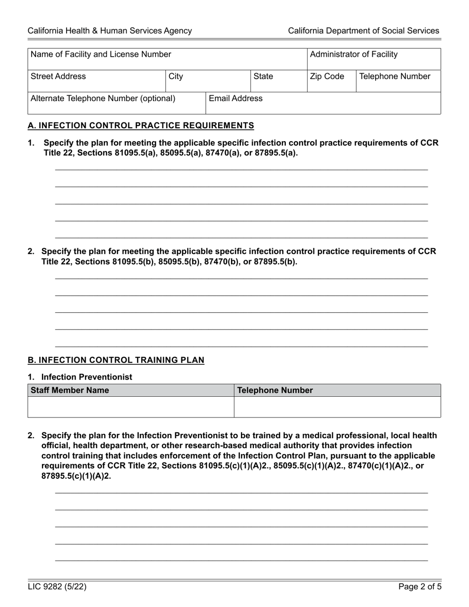 Form LIC9282 - Fill Out, Sign Online and Download Fillable PDF ...