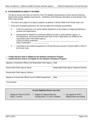 Form AAP4 Eligibility Certification - Adoption Assistance Program - California, Page 4