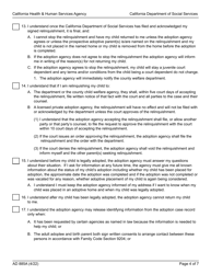 Form AD885A Statement of Understanding Agency Adoption Program - Parent or a Presumed Parent of a Child Who Is Detained, a Juvenile Court Dependent in out-Of-Home Care, or the Ward of a Legal Guardian - California, Page 4