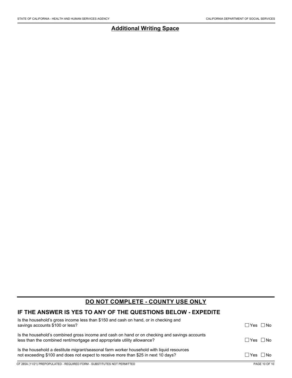 Form CF285A Application for CalFresh Benefits - California, Page 18