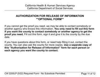 Form CW2200LP Request for Verification - Large Print - California, Page 11