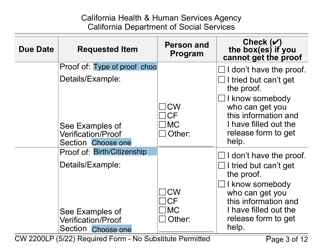 Form CW2200LP Request for Verification - Large Print - California, Page 3