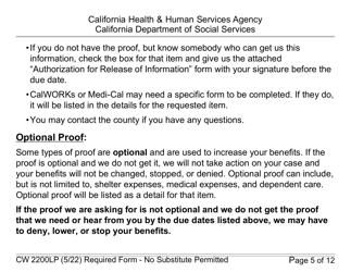 Form CW2200LP Request for Verification - Large Print - California, Page 5