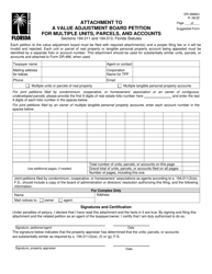 Form DR-486MU Attachment to a Value Adjustment Board Petition for Multiple Units, Parcels, and Accounts - Florida