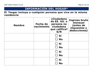 Formulario WAP-1000A-SLP Solicitud Del Lihwap - Letra Grande - Arizona (Spanish), Page 4