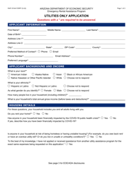 Form RAP-1014A Utilities Only Application - Emergency Rental Assistance Program - Arizona
