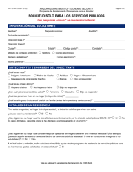 Document preview: Formulario RAP-1014A-S Solicitud Solo Para Los Servicios Publicos - Arizona (Spanish)
