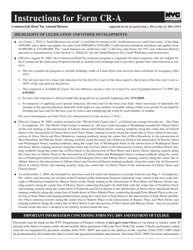Document preview: Instructions for Form CR-A Commercial Rent Tax Annual Return - New York City, 2022