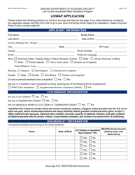 Document preview: Form WAP-1000A Lihwap Application - Arizona