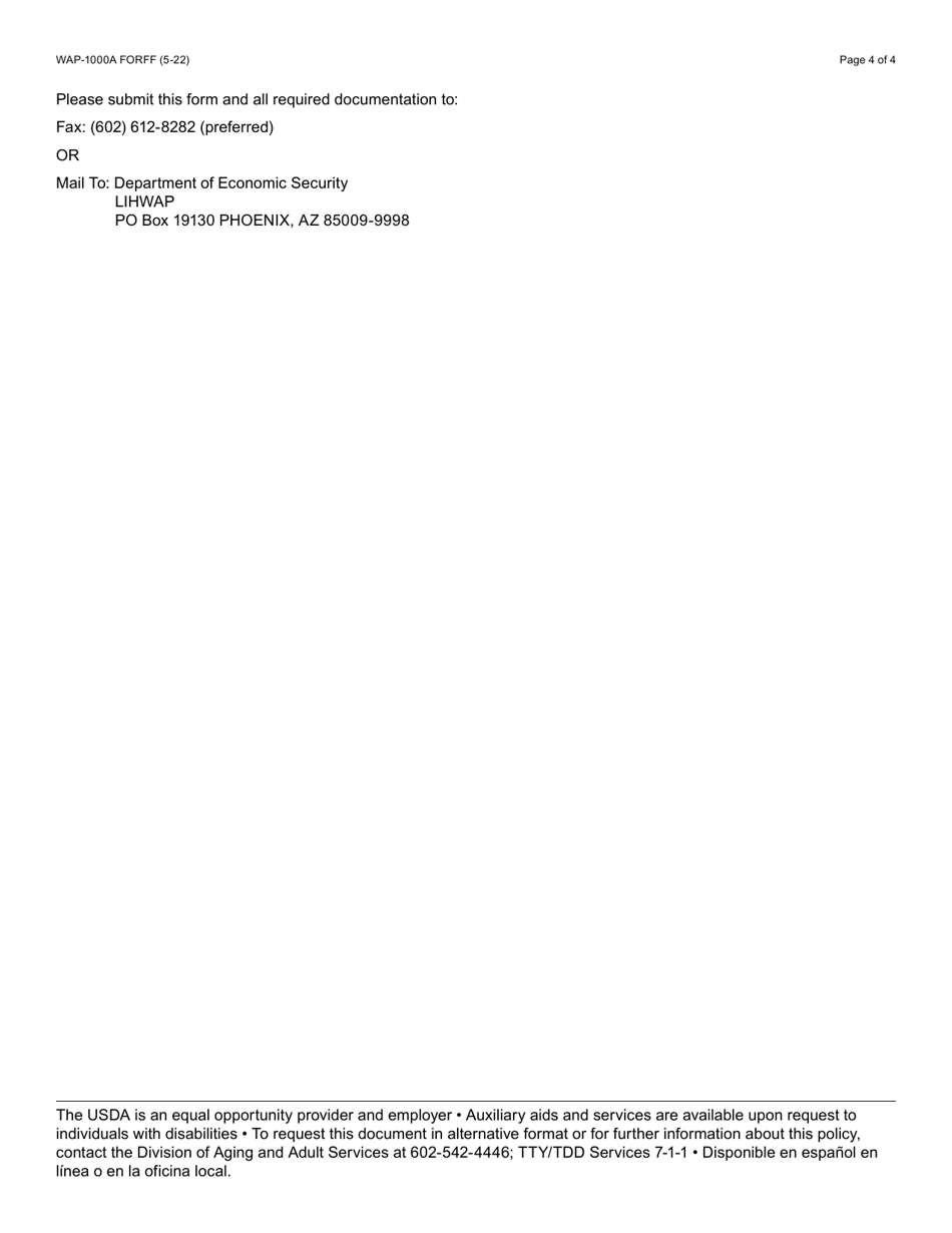 Form WAP-1000A Lihwap Application - Arizona, Page 4