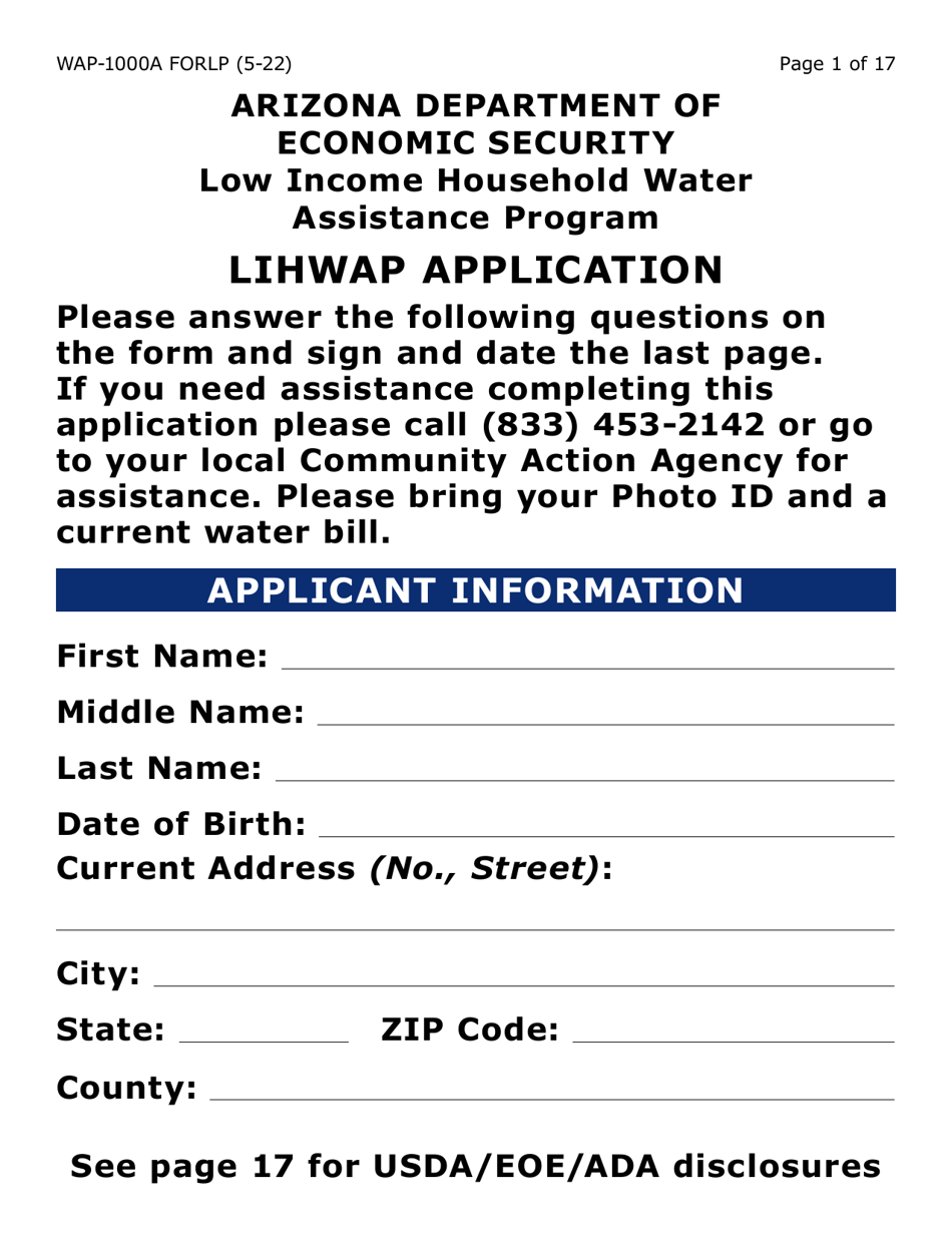 Form WAP1000ALP Download Fillable PDF or Fill Online Lihwap