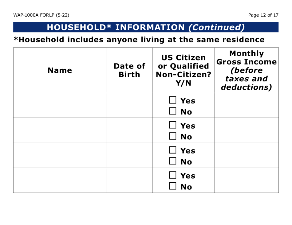 Form WAP-1000A-LP Lihwap Application (Large Print) - Arizona, Page 12