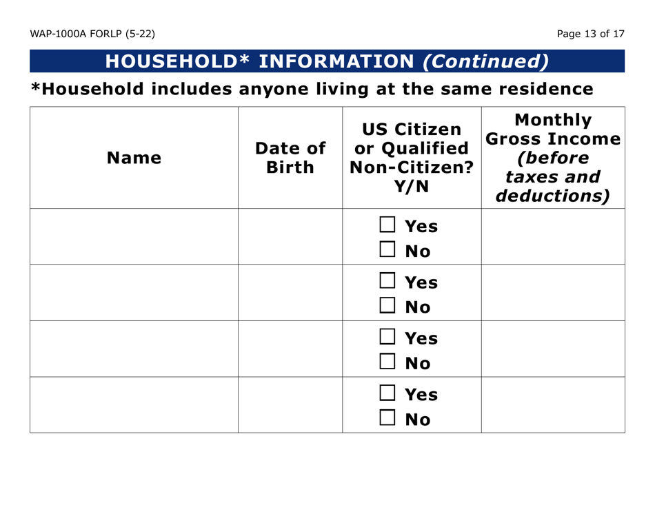 Form WAP-1000A-LP Lihwap Application (Large Print) - Arizona, Page 13