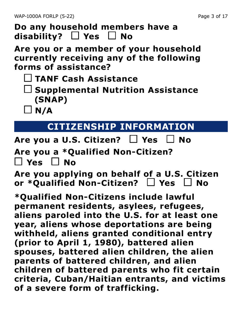 Form WAP-1000A-LP Lihwap Application (Large Print) - Arizona, Page 3