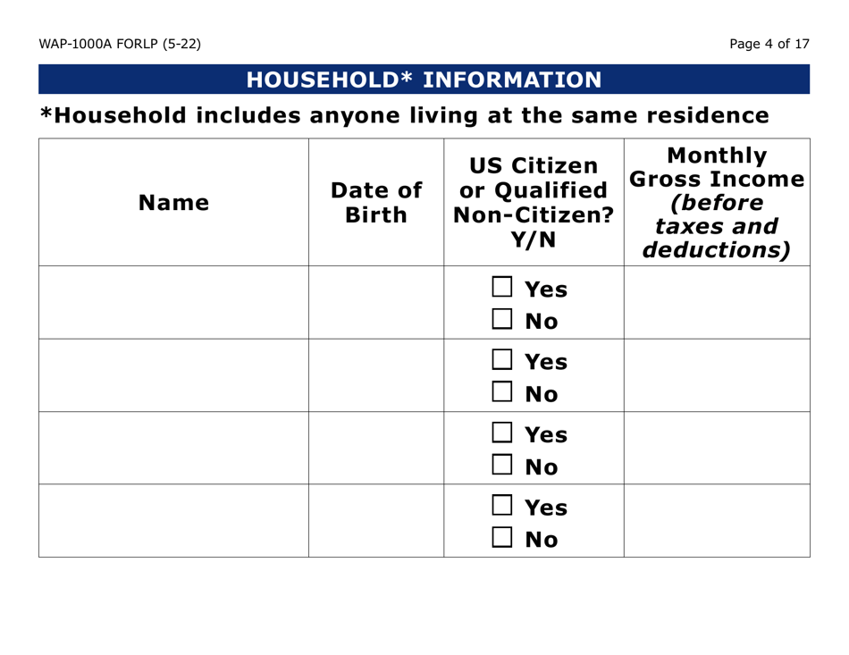 Form WAP-1000A-LP Lihwap Application (Large Print) - Arizona, Page 4