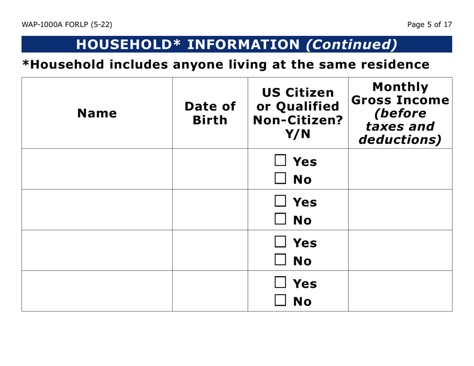 Form WAP-1000A-LP Lihwap Application (Large Print) - Arizona, Page 5