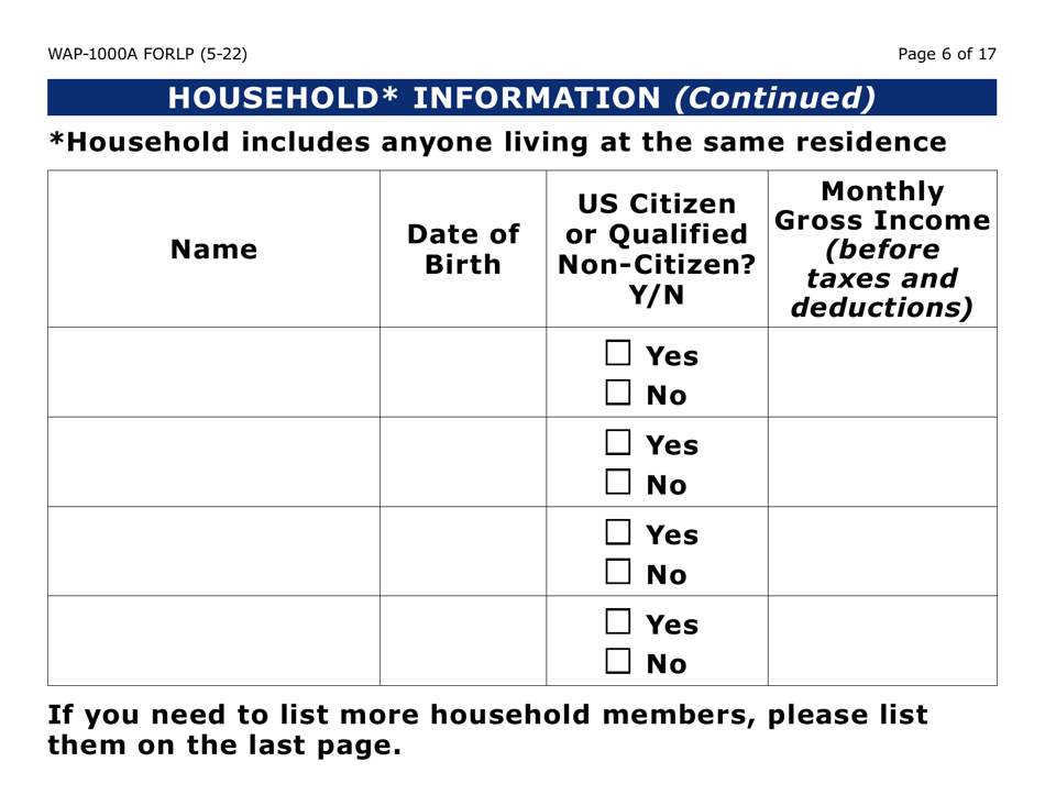 Form WAP-1000A-LP Lihwap Application (Large Print) - Arizona, Page 6