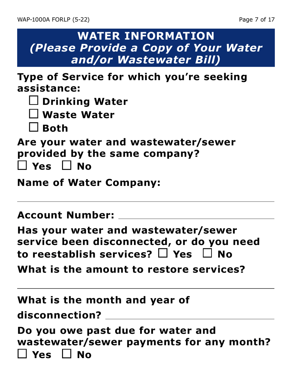 Form WAP-1000A-LP Lihwap Application (Large Print) - Arizona, Page 7