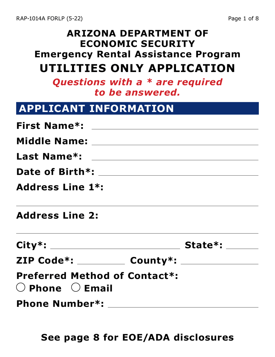 Form RAP1014ALP Download Fillable PDF or Fill Online Emergency Rental