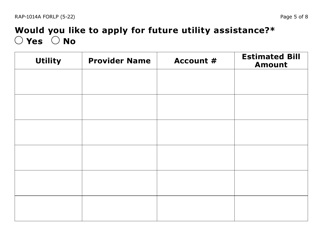 Form RAP-1014A-LP Emergency Rental Assistance Program Utilities Only Application (Large Print) - Arizona, Page 5