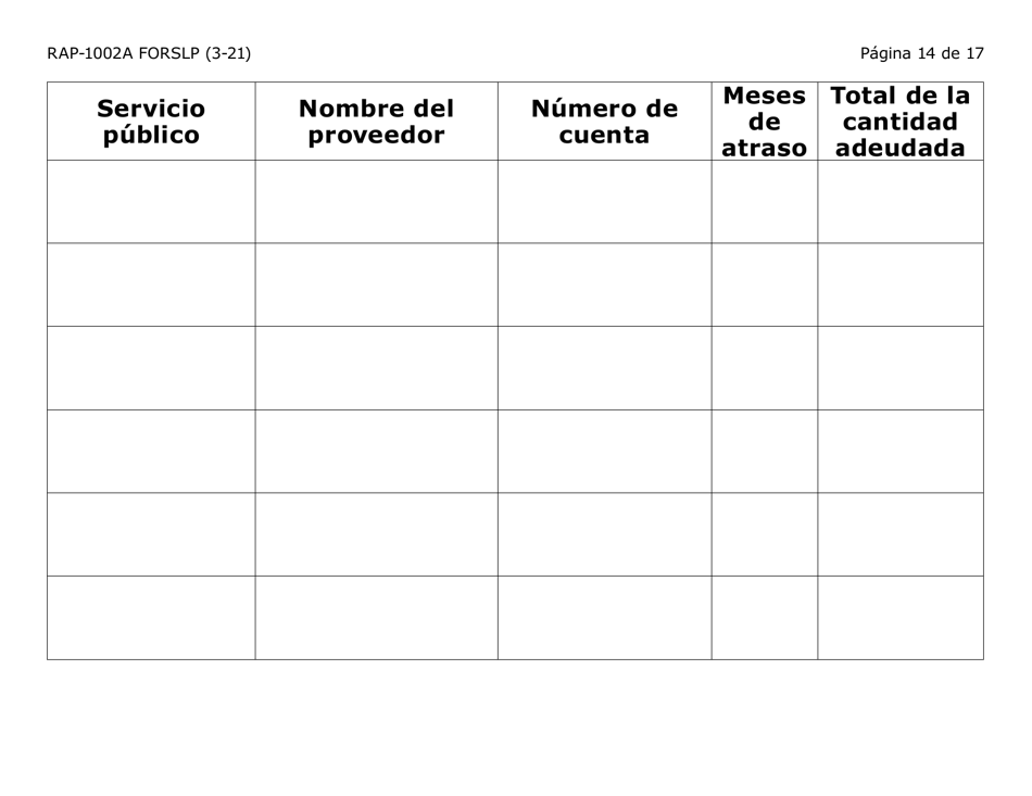 Formulario RAP-1002A-SLP Solicitud Manual Para El Programa De Asistencia De Emergencia Para El Alquiler (Letra Grande) - Arizona (Spanish), Page 14