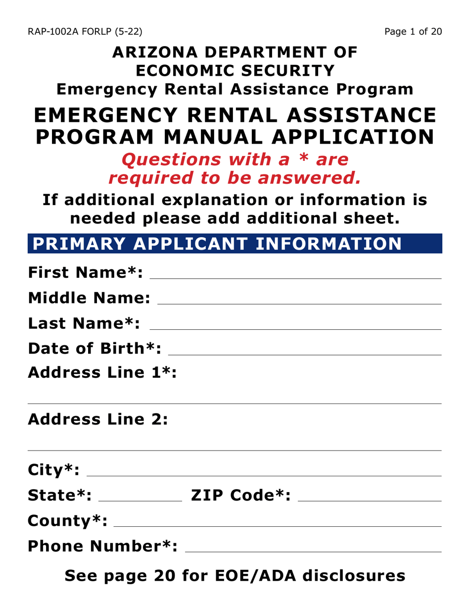 Form RAP1002ALP Download Fillable PDF or Fill Online Emergency Rental