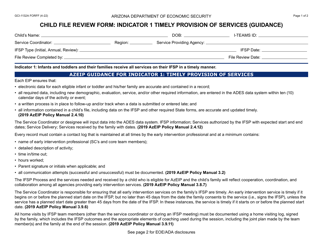 Document preview: Form GCI-1132A Child File Review Form: Indicator 1 Timely Provision of Services (Guidance) - Arizona