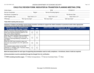 Document preview: Form GCI-1135A Child File Review Form - Indicator 8a Transition Planning Meeting (Tpm) - Arizona