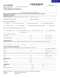 Document preview: Form OR-MTR (150-610-002) Oregon Marijuana Tax Registration - Oregon