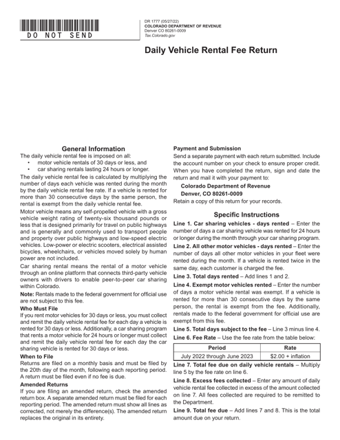 Form DR1777  Printable Pdf