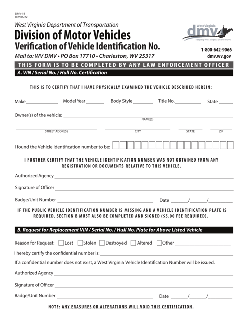 Form DMV-1B  Printable Pdf