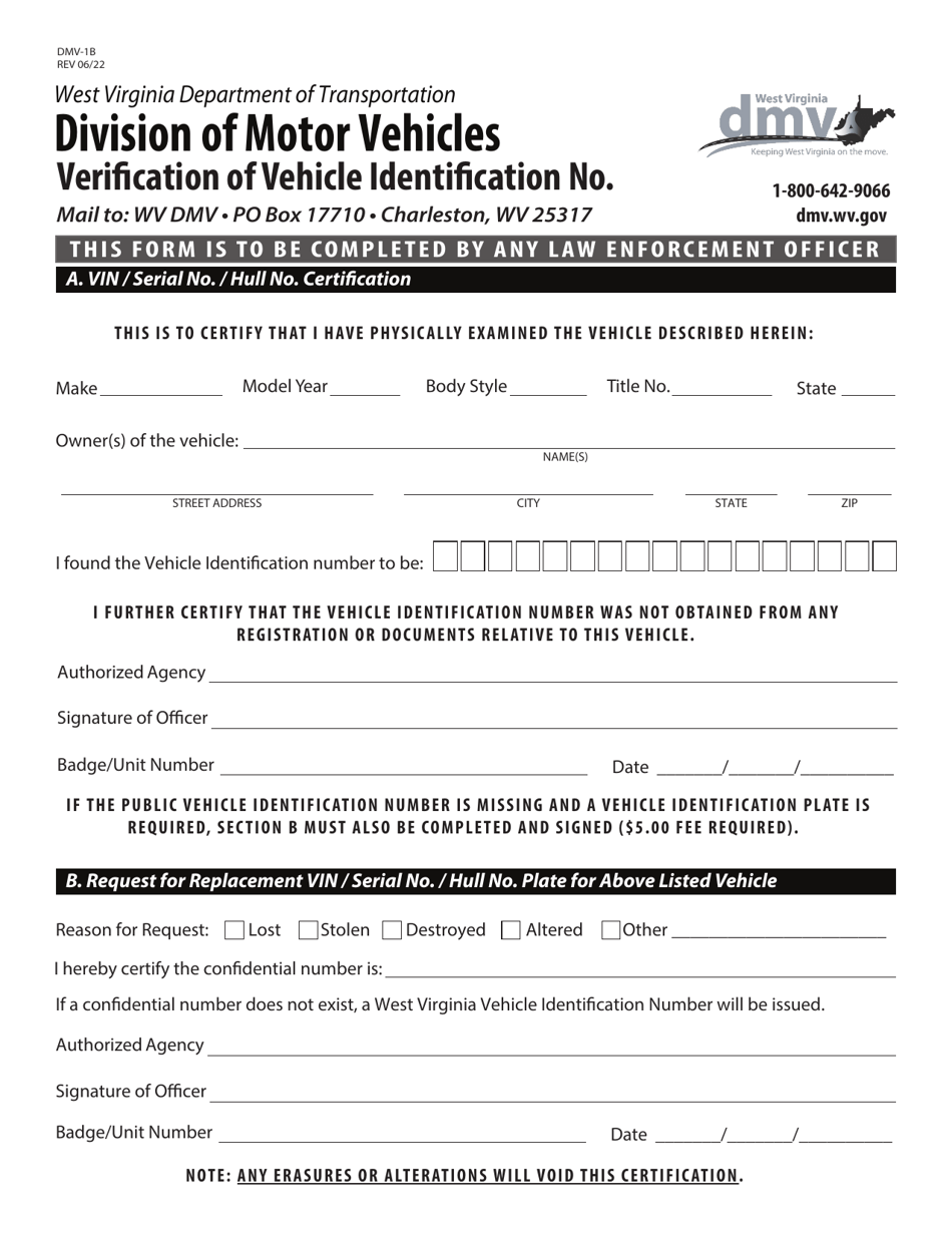 Form Dmv 1b Fill Out Sign Online And Download Fillable Pdf West Virginia Templateroller