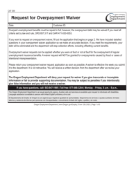 Form 129 Request for Overpayment Waiver - Oregon