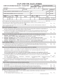 Form DMV06-105 Clp and Cdl Data Form - Nebraska