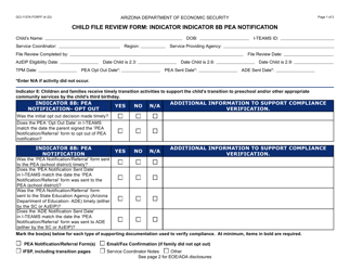 Document preview: Form GCI-1137A Child File Review Form - Indicator Indicator 8b Pea Notification - Arizona