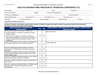 Document preview: Form GCI-1139A Child File Review Form - Indicator 8c Transition Conference (Tc) - Arizona