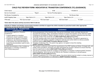Document preview: Form GCI-1140A Child File Review Form - Indicator 8c Transition Conference (Tc) (Guidance) - Arizona