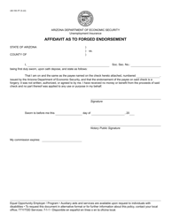 Document preview: Form UB-195-FF Affidavit as to Forged Endorsement - Arizona