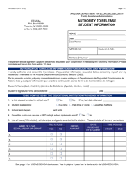 Form FAA-0060A Authority to Release Student Information - Arizona