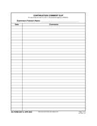 Document preview: DA Form 4507-2 Continuation Comment Slip