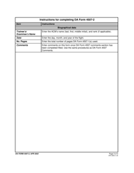 DA Form 4507-2 Continuation Comment Slip, Page 3
